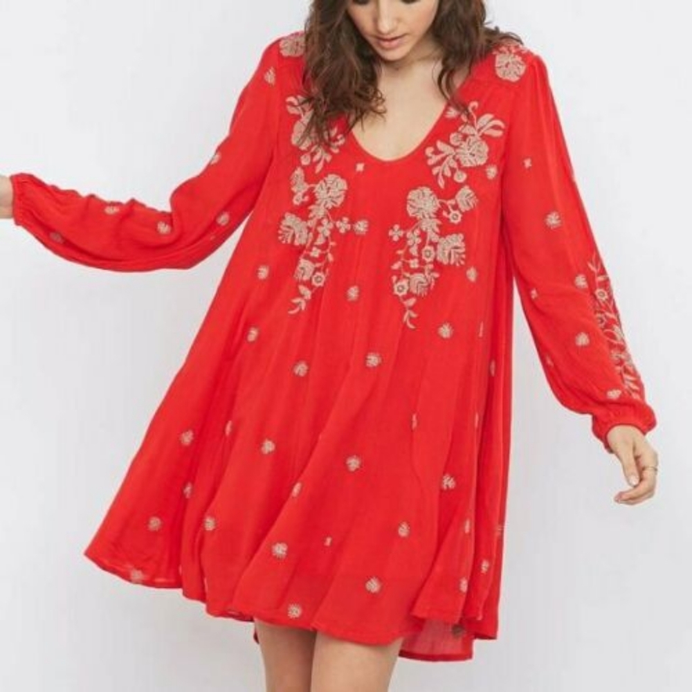 Free people embroidered swing dress L